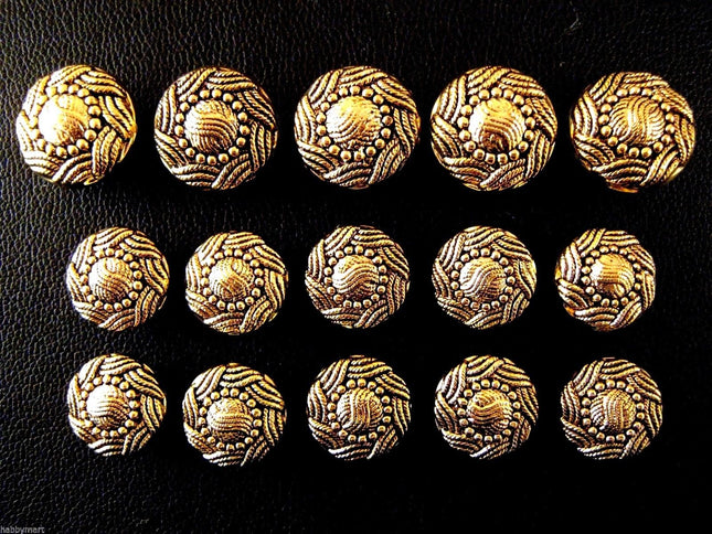 A Set of Antique Gold Swurly Coat Buttons - Turks Head - ThreadandTrimmings