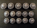 A Set of Antique Silver Swurly Coat Buttons - Turks Head - ThreadandTrimmings
