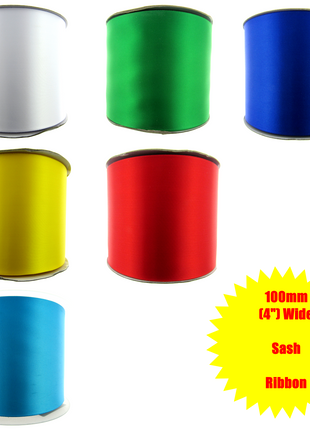 Satin Sash Ribbon 100mm 4" Extra Wide for Hen Party, Wedding Car, Decorations - ThreadandTrimmings