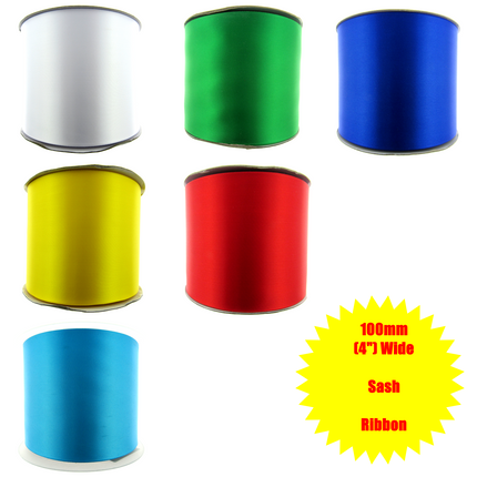 Satin Sash Ribbon 100mm 4" Extra Wide for Hen Party, Wedding Car, Decorations - ThreadandTrimmings