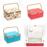 SEWING BASKETS (24cm x 17.5cm x 13cm) INCLUDES SEWING TRAY - ThreadandTrimmings