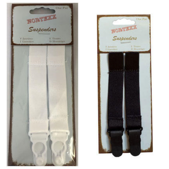 Sew On Suspenders in Black or White Price for a Pair 19mm NSS6