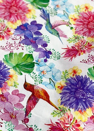 Pastel Cotton Fabric with Digitally Printed Tropical Paradise Theme 59" Wide - ThreadandTrimmings