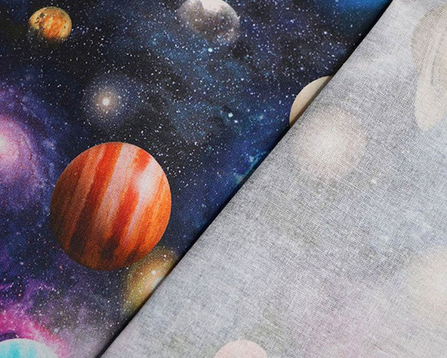 Cotton Fabric with Digitally Printed Planet Universe Theme 59" Wide 100% Cotton - ThreadandTrimmings