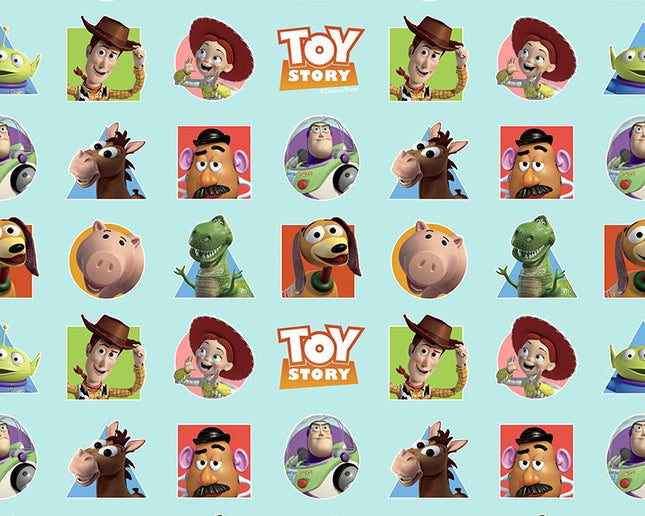 Turquoise Cotton Fabric Digitally Printed Toy Story Theme 59" Wide 100% Cotton - ThreadandTrimmings