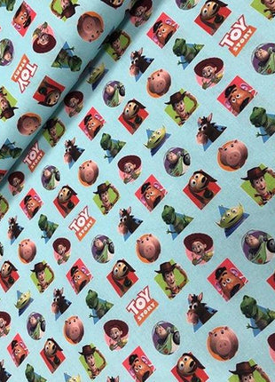 Turquoise Cotton Fabric Digitally Printed Toy Story Theme 59" Wide 100% Cotton - ThreadandTrimmings