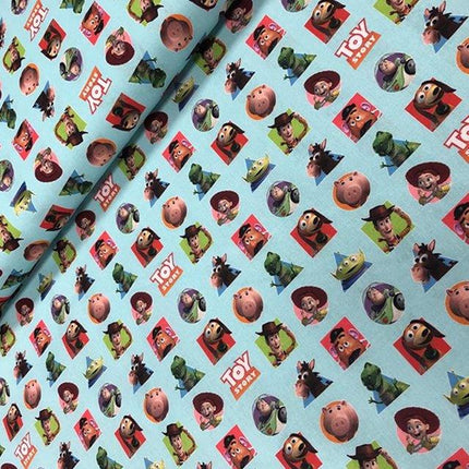Turquoise Cotton Fabric Digitally Printed Toy Story Theme 59" Wide 100% Cotton - ThreadandTrimmings