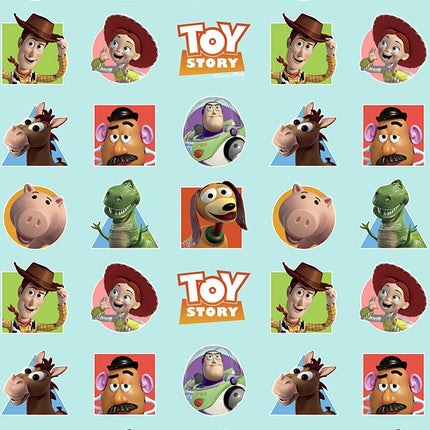 Turquoise Cotton Fabric Digitally Printed Toy Story Theme 59" Wide 100% Cotton - ThreadandTrimmings