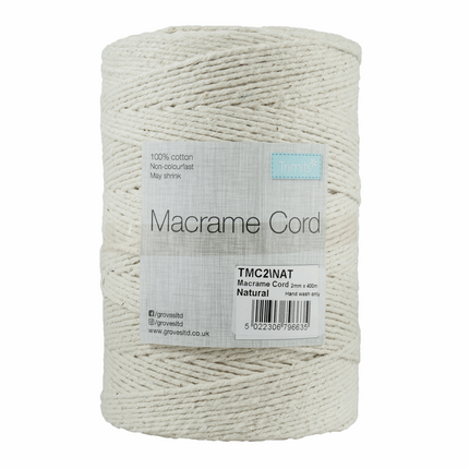 Macrame Cotton Cord 500gm Natural Non Colourfast Cord - 100% Cotton TMC/NAT