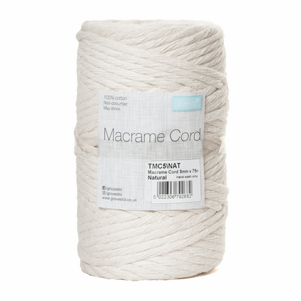 Macrame Cotton Cord 500gm Natural Non Colourfast Cord - 100% Cotton TMC/NAT