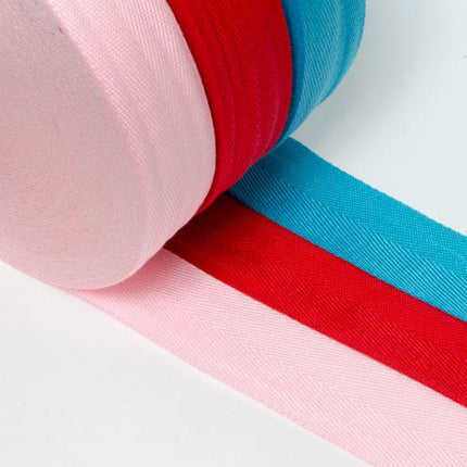 Soft Cotton Rich Herringbone Twill Webbing Strap For Bags - 25mm Wide - ThreadandTrimmings