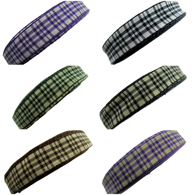 WIRED EDGE Plaid Tartan Ribbon - 5 Meters of 25mm Great for Floristry Bows - ThreadandTrimmings
