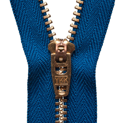 Brass Jean Zips by YKK 7 Colours & 5 Sizes Use For Jeans, Cords & Trousers - ThreadandTrimmings