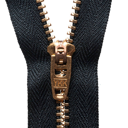 Brass Jean Zips by YKK 7 Colours & 5 Sizes Use For Jeans, Cords & Trousers - ThreadandTrimmings