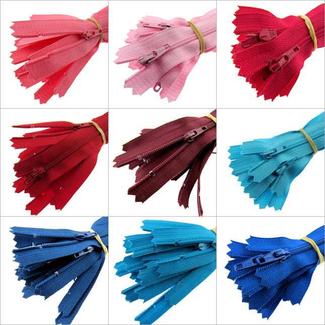 YKK Nylon Closed End Zips Pack Size 5 Zips 4" 5 " 6" 7" - ThreadandTrimmings