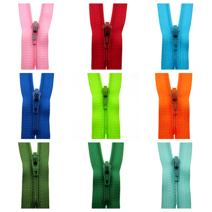 YKK Nylon Closed End Zips Pack Size 5 Zips 4" 5 " 6" 7" - ThreadandTrimmings