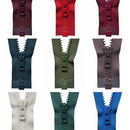 YKK Vislon No.8 open end zip 8mm heavy duty moulded plastic teeth jacket zip